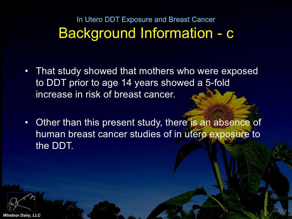 DDT and Breast Cancer: Girl babies exposed to DDT in utero have more breast cancer!