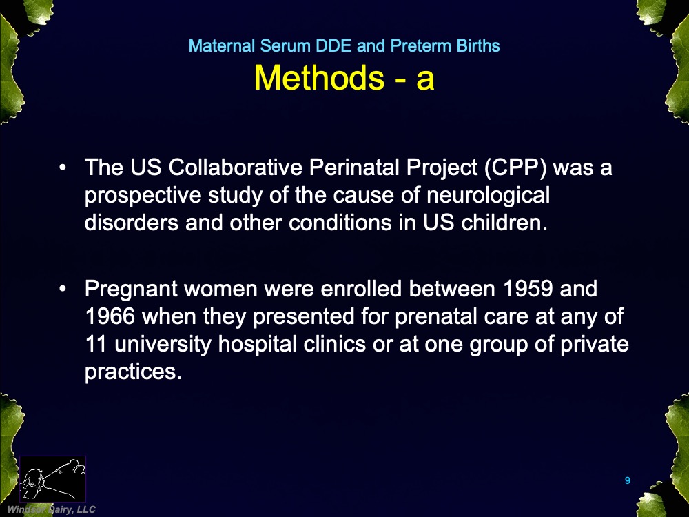 Maternal DDE and Preterm and Small Babies
