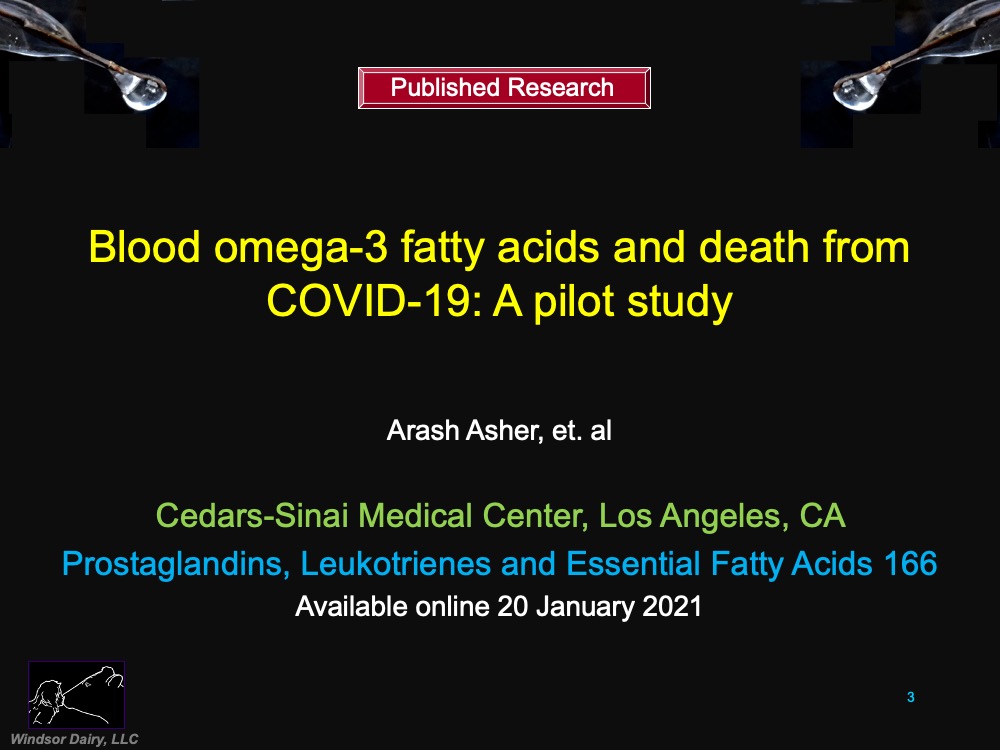 Blood Omega-3 Fatty Acids and Death from CoViD-19