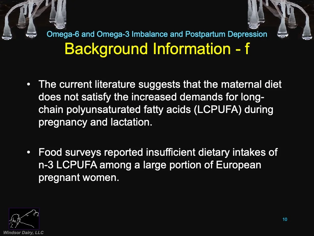 10-20% of recent mothers suffer from postpartum depression. Diet changes can help prevent this.