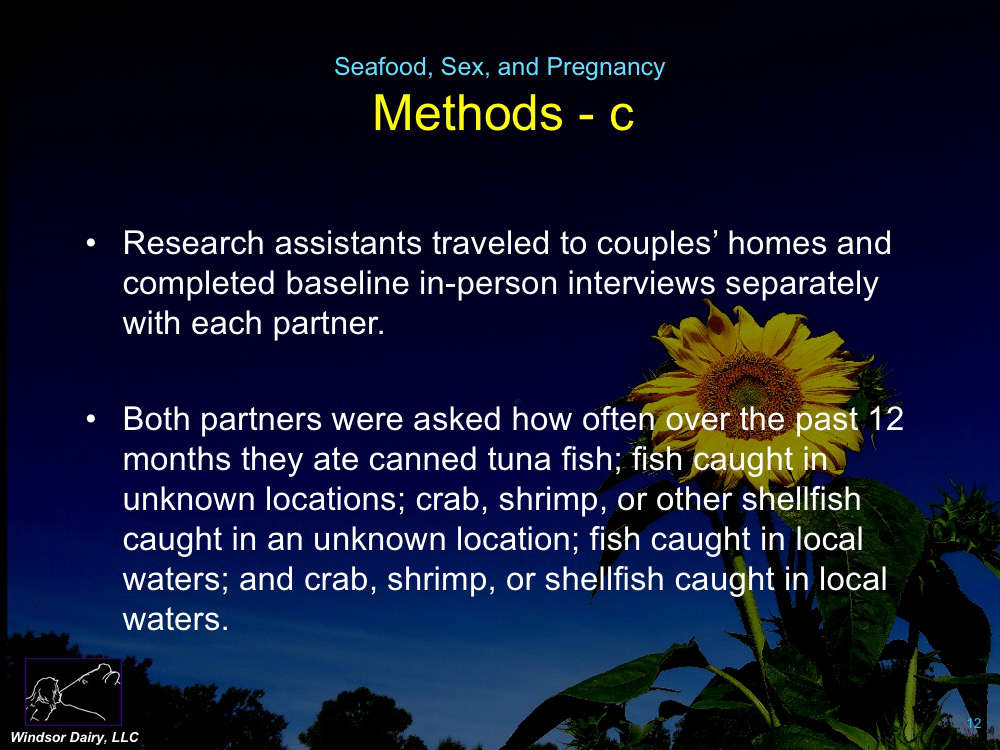 More Seafood Eaten Resulted in more Sex and More Pregnancies